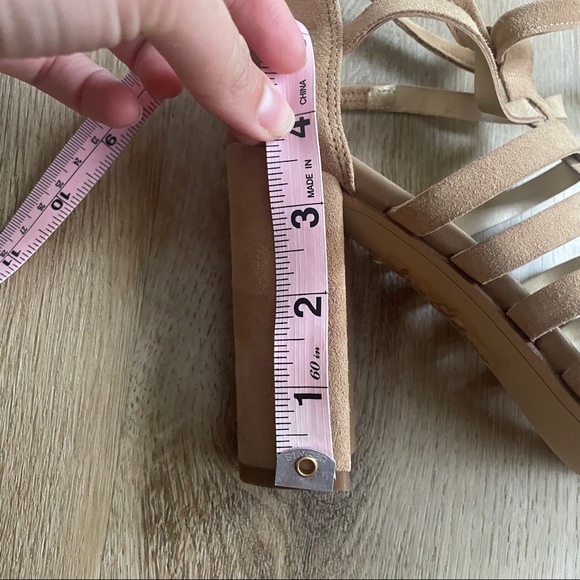 SAM EDELMAN | yarina caged strappy suede block heels, camel - Picture 9 of 9